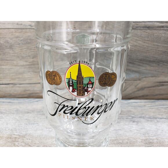 Freiburger Pilsner Clear Glass Beer Stein 0.5L - Picture 2 of 10